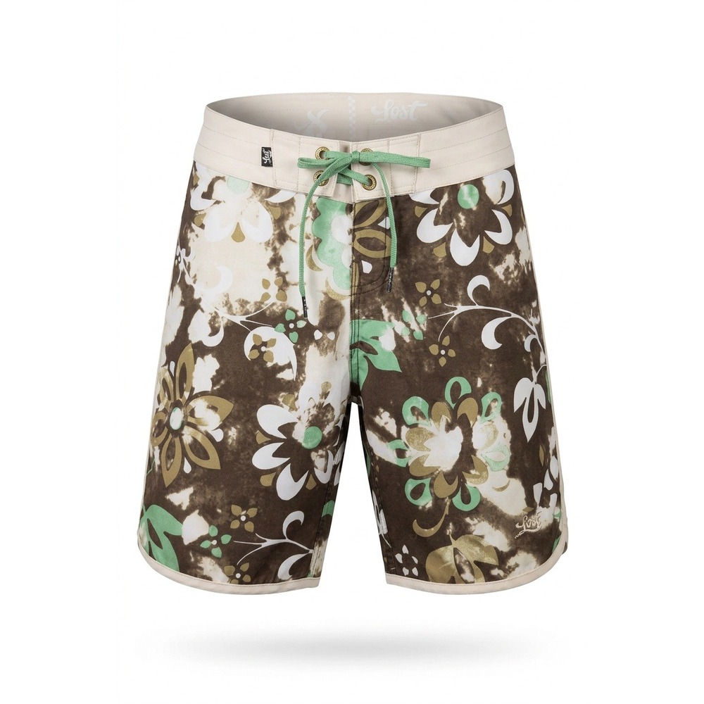 Lost Enterprises Boys Floral Board Shorts Brown Green Size 24 US 8 Swim Trunks